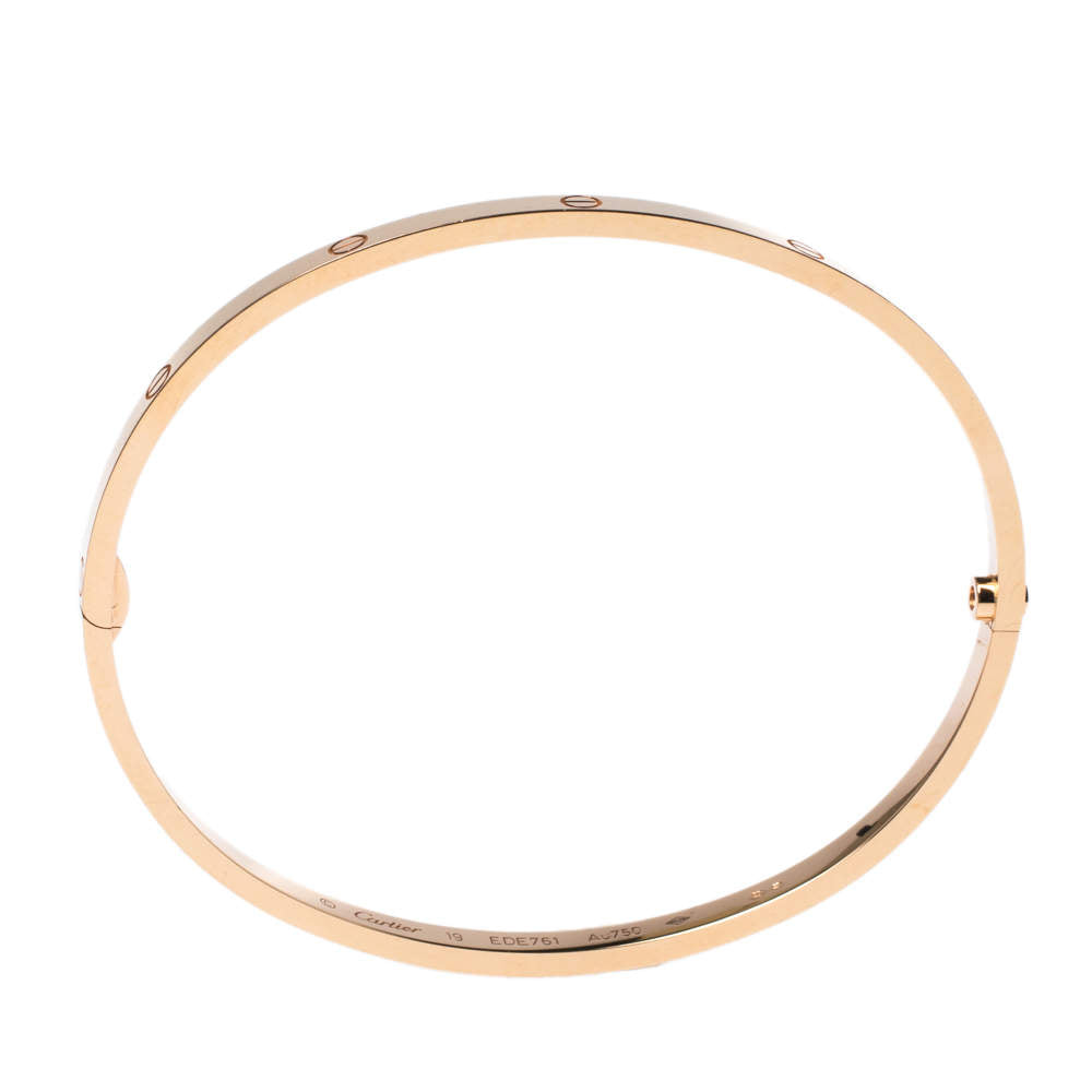 Original Cartier LOVE 18K Rose Gold Narrow Bangle Bracelet Size 19