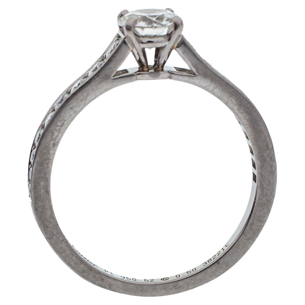 Original Cartier Solitaire 1895 0.50 ct Diamond Platinum Ring Size 52