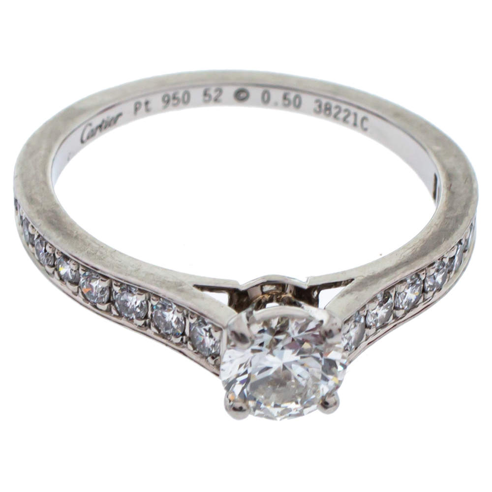 Original Cartier Solitaire 1895 0.50 ct Diamond Platinum Ring Size 52