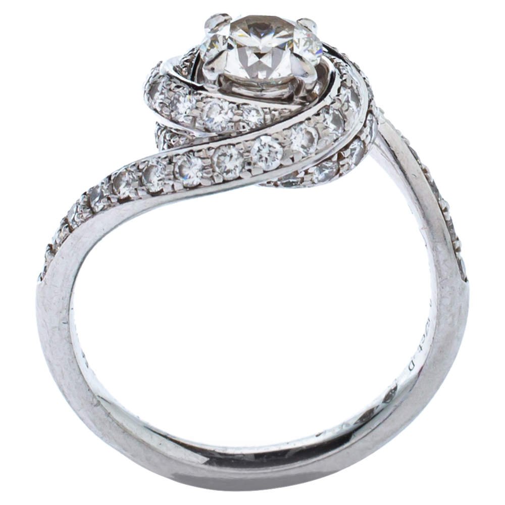 Original Cartier Trinity Ruban 0.57ct Solitaire Diamond Platinum Engagement Ring Size 50