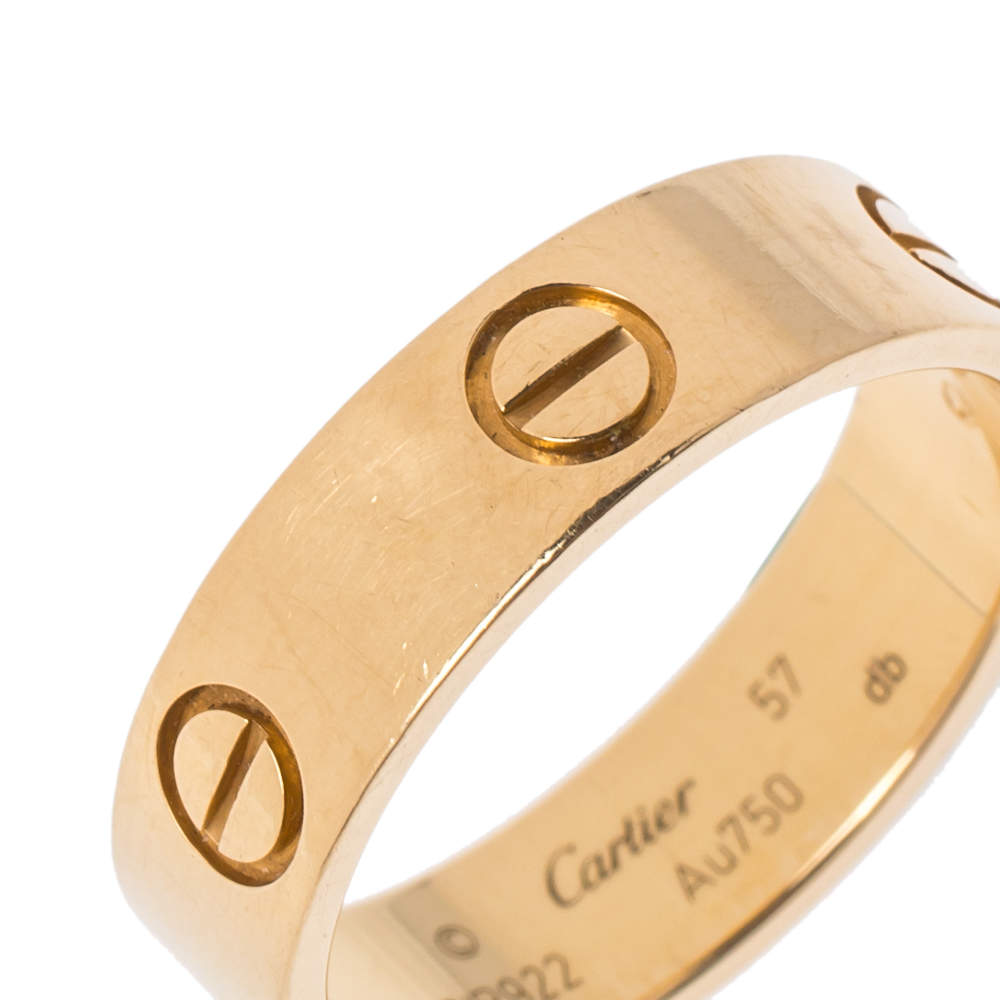 Original Cartier Love 18K Yellow Gold Band Ring Size 57