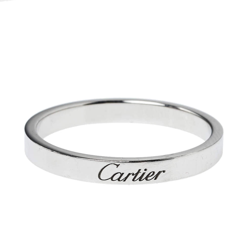 Original Cartier Engraved Platinum Wedding Band Ring Size 66