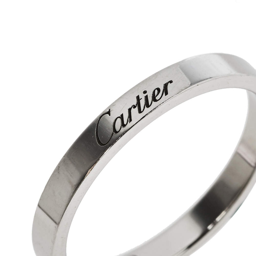 Original Cartier Engraved Platinum Wedding Band Ring Size 66