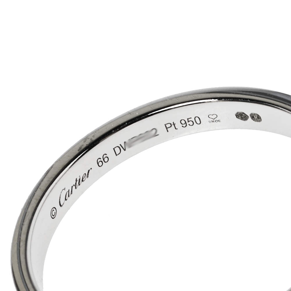 Original Cartier Engraved Platinum Wedding Band Ring Size 66