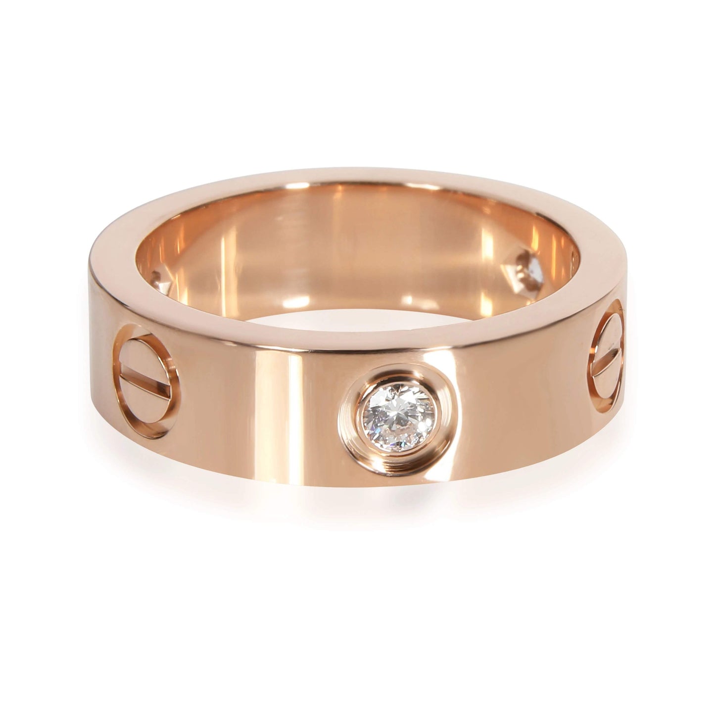 Original Cartier 18K Rose Gold 0.22 CTW Diamond Love Ring Size 51