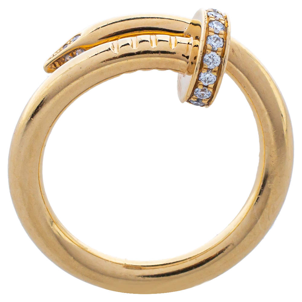 Original Cartier Juste un Clou Diamond 18K Yellow Gold Ring Size 53