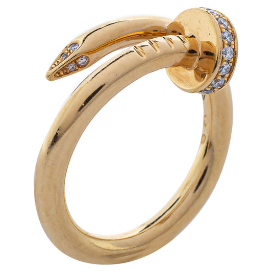 Original Cartier Juste un Clou Diamond 18K Yellow Gold Ring Size 53