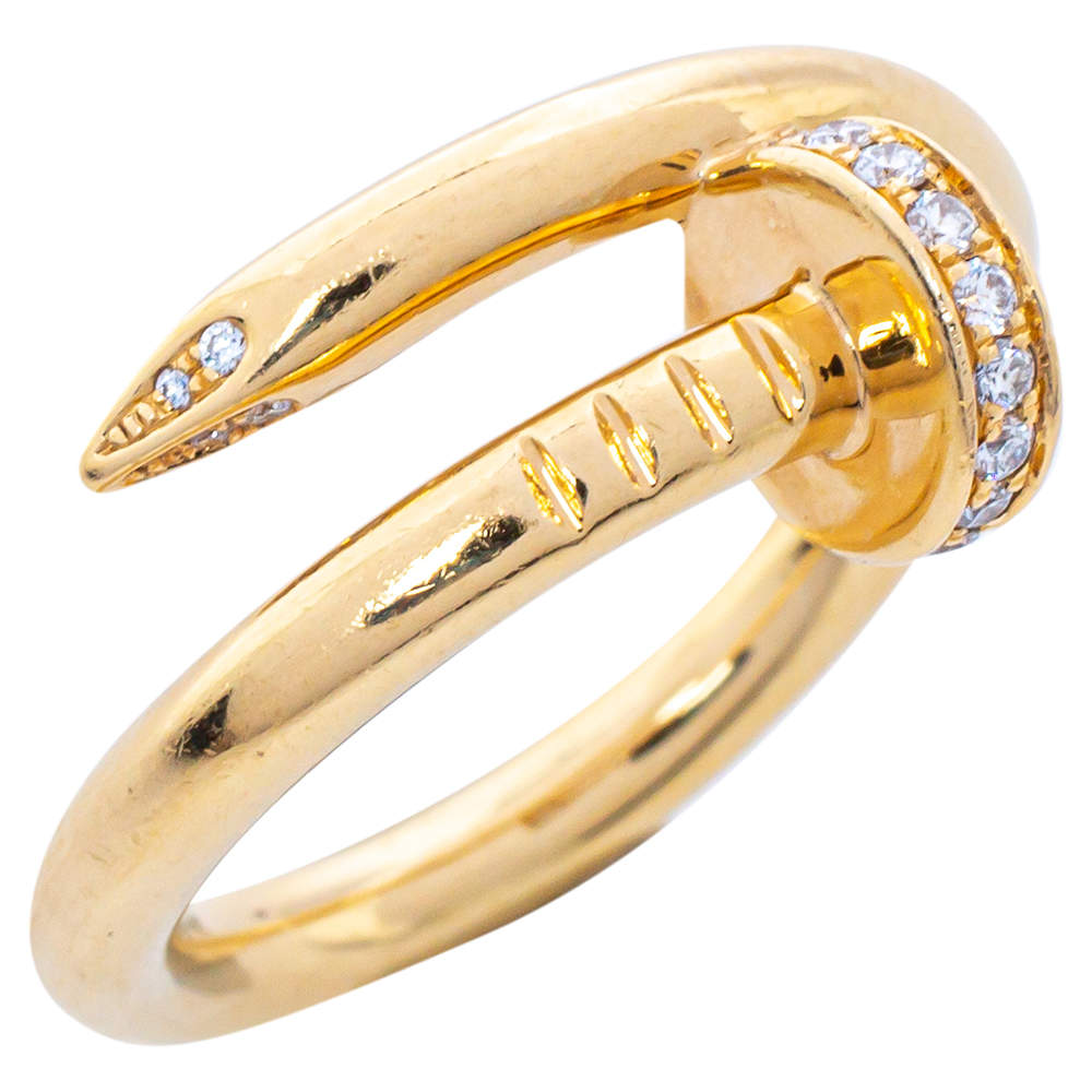 Original Cartier Juste un Clou Diamond 18K Yellow Gold Ring Size 53