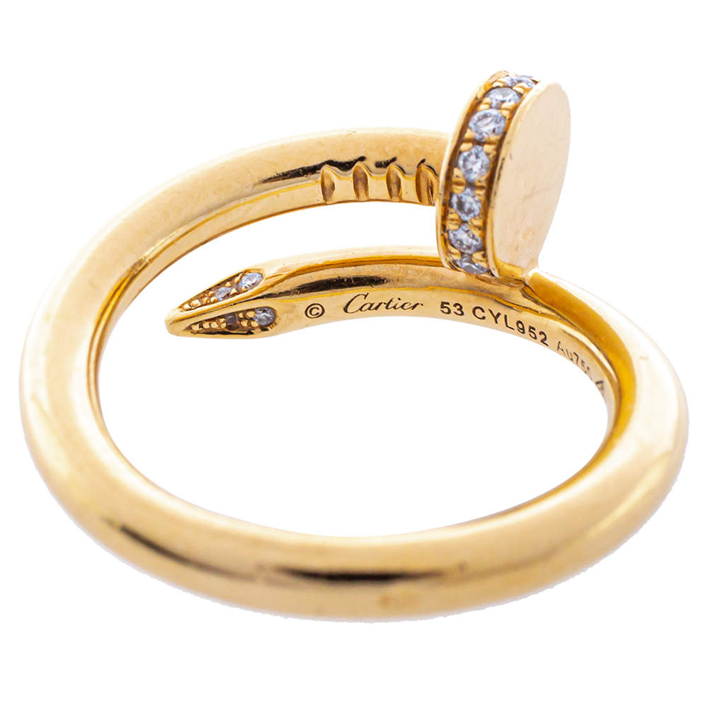 Original Cartier Juste un Clou Diamond 18K Yellow Gold Ring Size 53