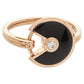 Original Cartier Amulette de Cartier Diamond Onyx 18K Rose Gold Ring Size 50