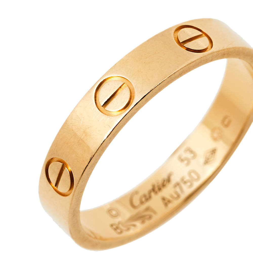 Original Cartier Love 18K Yellow Gold Wedding Band Ring Size 53