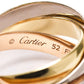 Original Cartier Trinity 18K Yellow Gold, Rose Gold, White Gold Ring Size EU 52