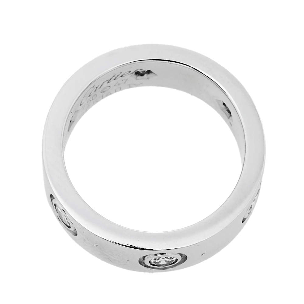 Original Cartier Love 6 Diamond 18K White Gold Ring Size 47