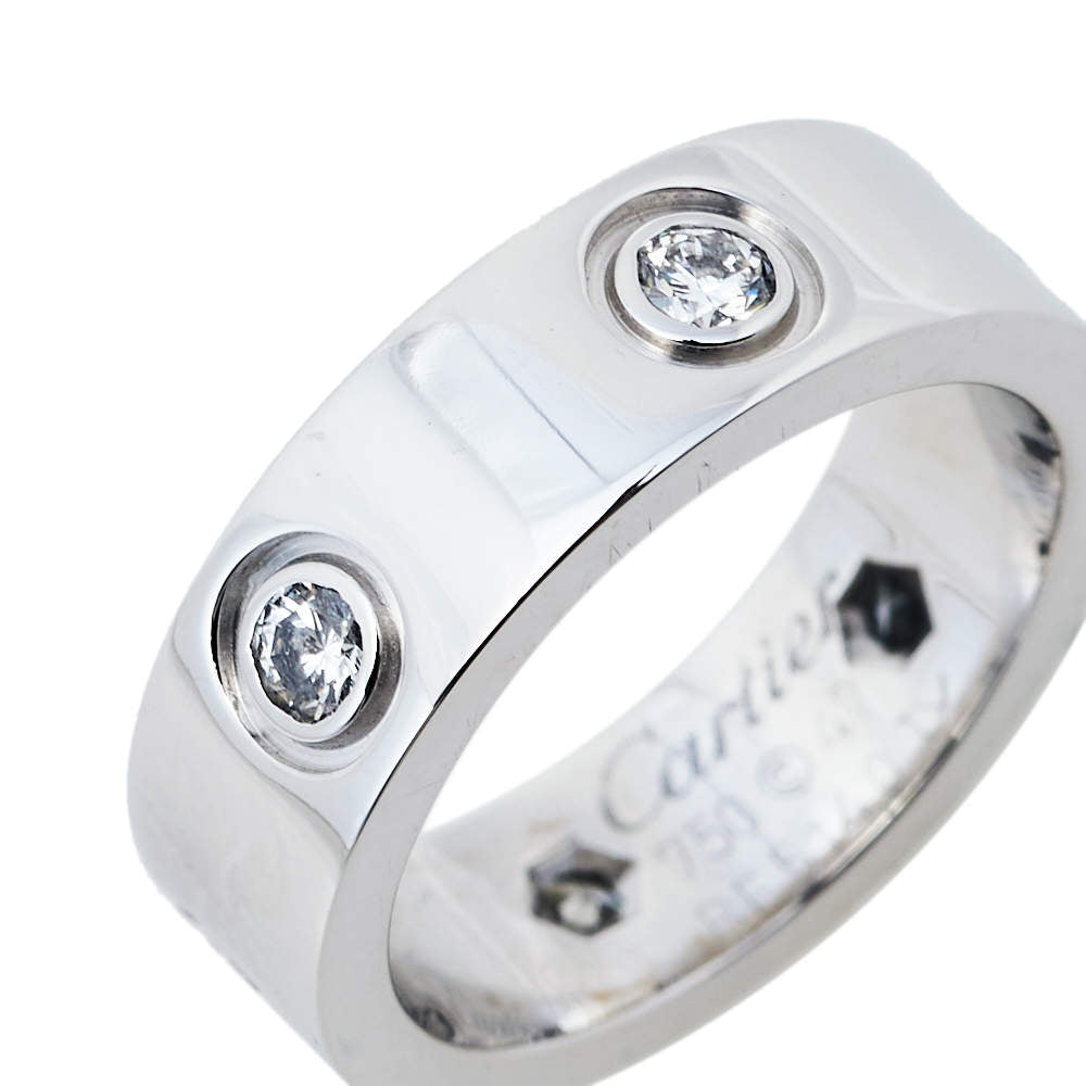 Original Cartier Love 6 Diamond 18K White Gold Ring Size 47