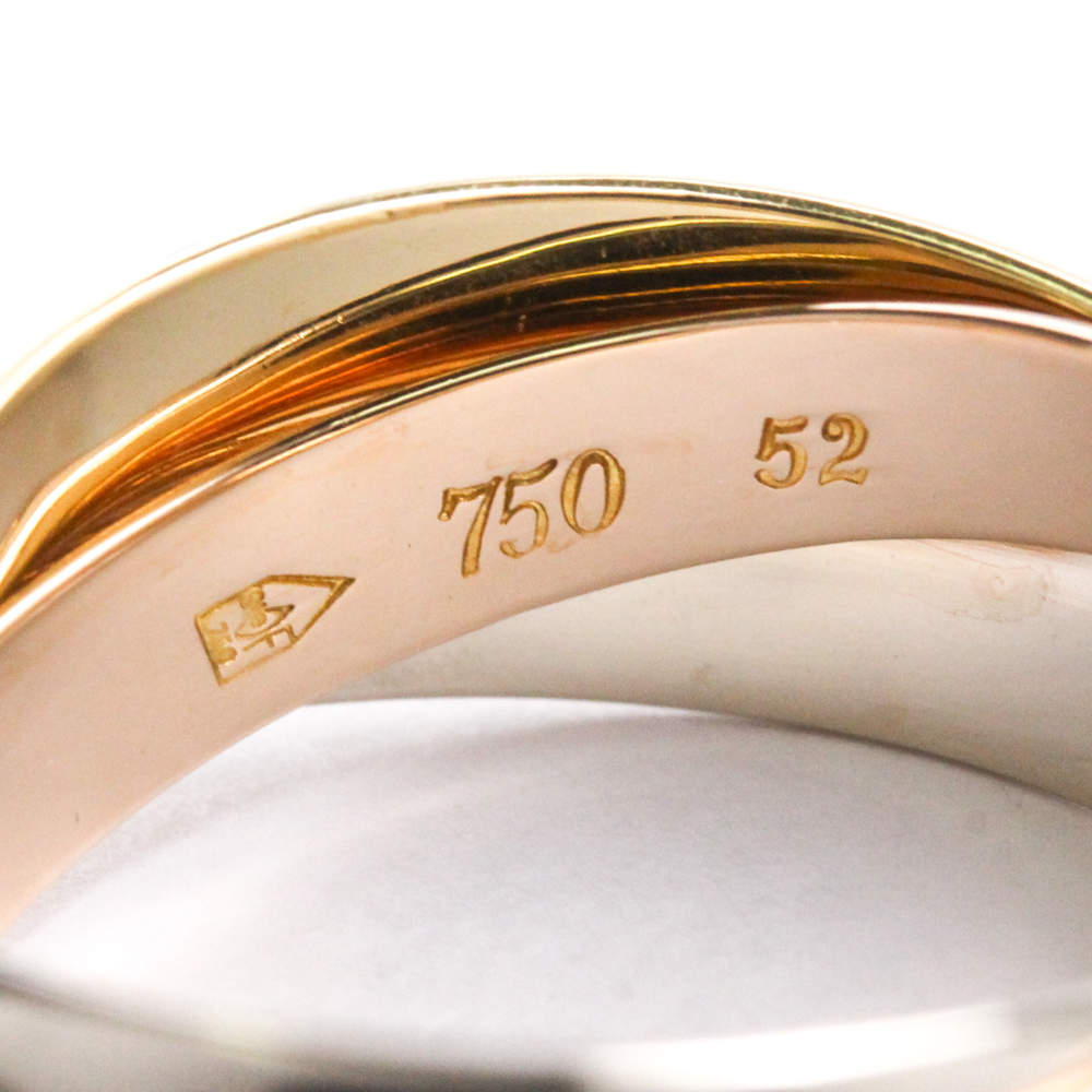 Original Cartier Trinity 18K Yellow, Rose, White Gold Ring Size EU 52