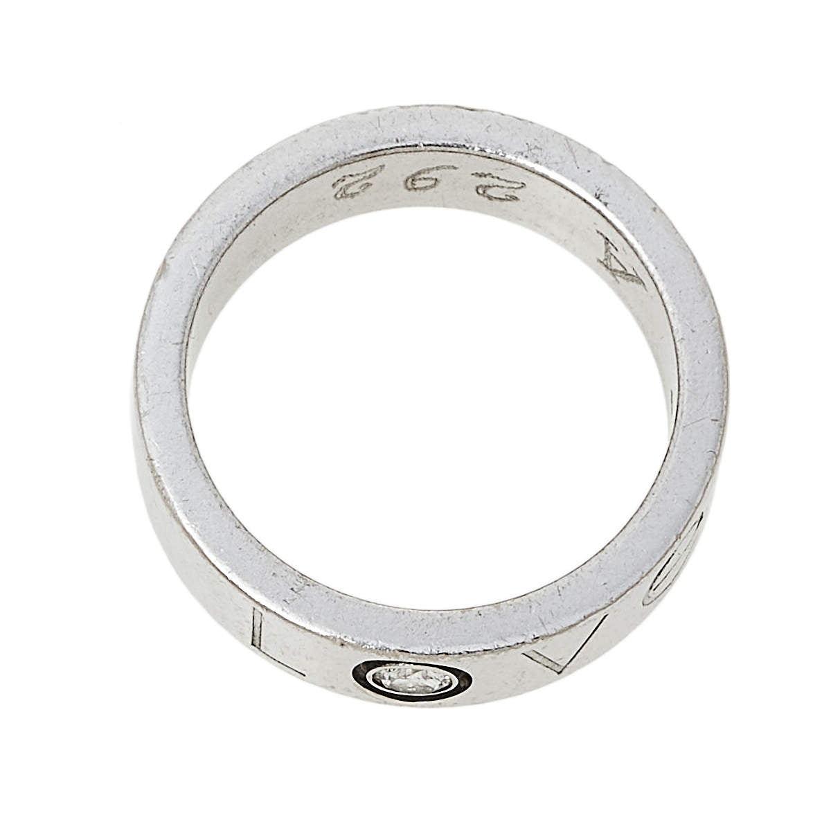 Original Cartier Love Diamond 18K White Gold Band Ring Size 53