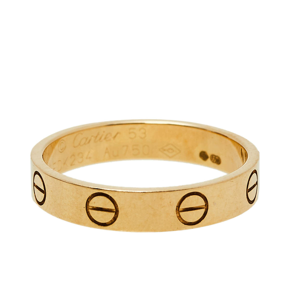 Original Cartier Love 18K Yellow Gold Wedding Band Ring Size 53