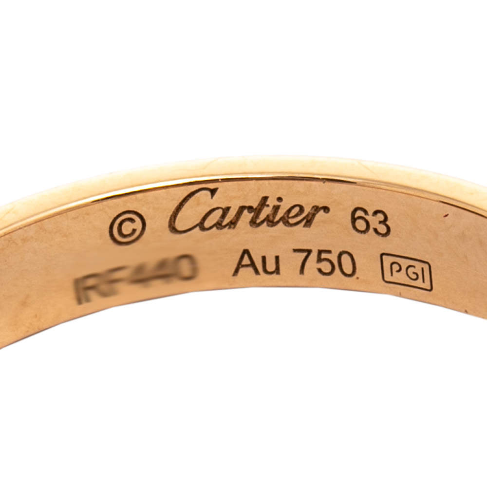 Original Cartier Love 18K Rose Gold Narrow Wedding Band Ring Size 63