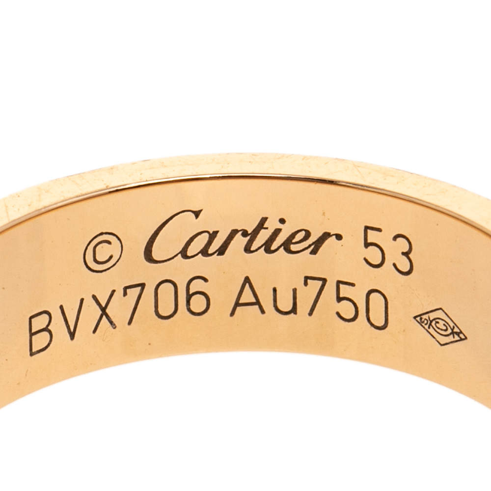 Original Cartier Love 18K Rose Gold Band Ring Size 53