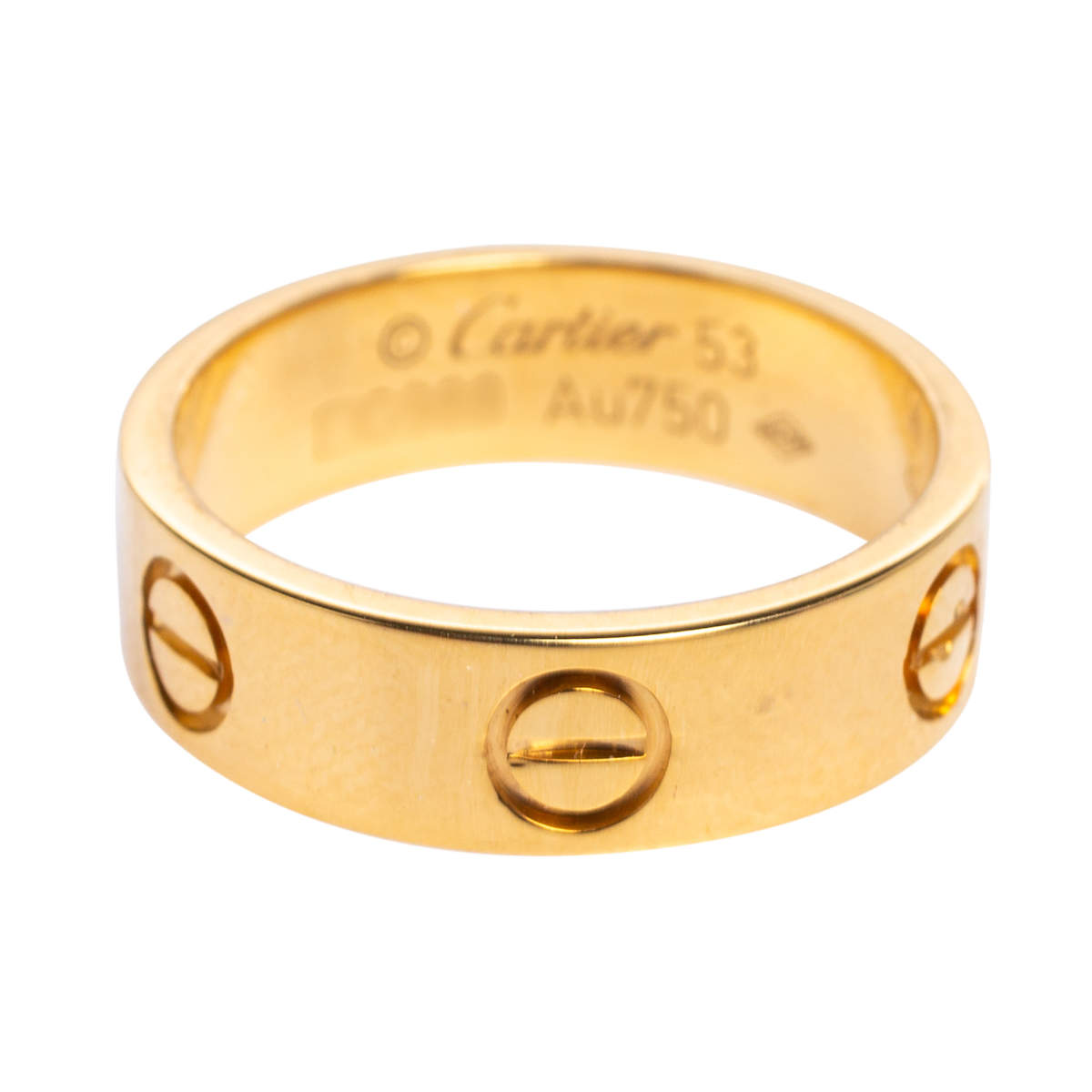 Original Cartier Love 18K Yellow Gold Band Ring Size 53