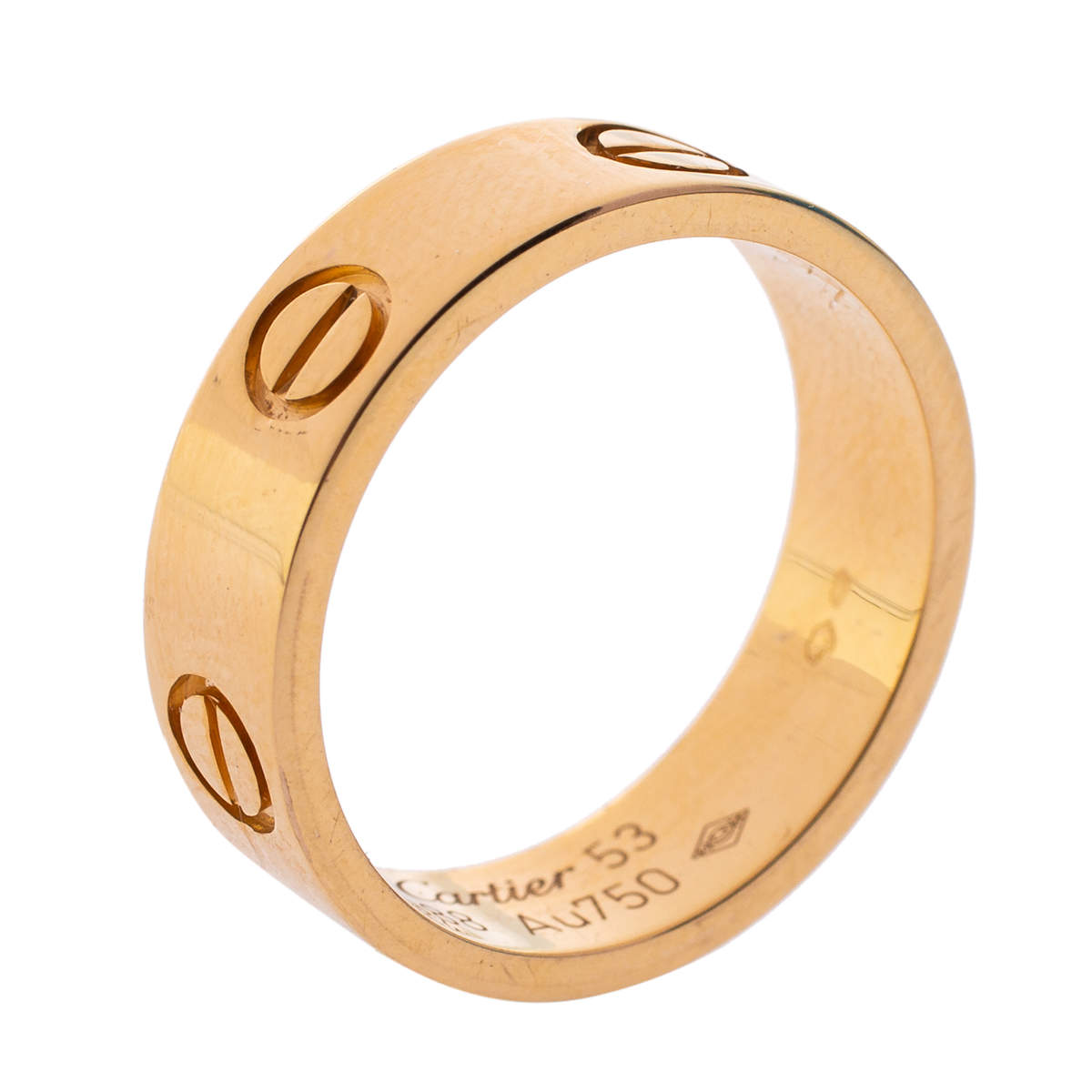 Original Cartier Love 18K Yellow Gold Band Ring Size 53