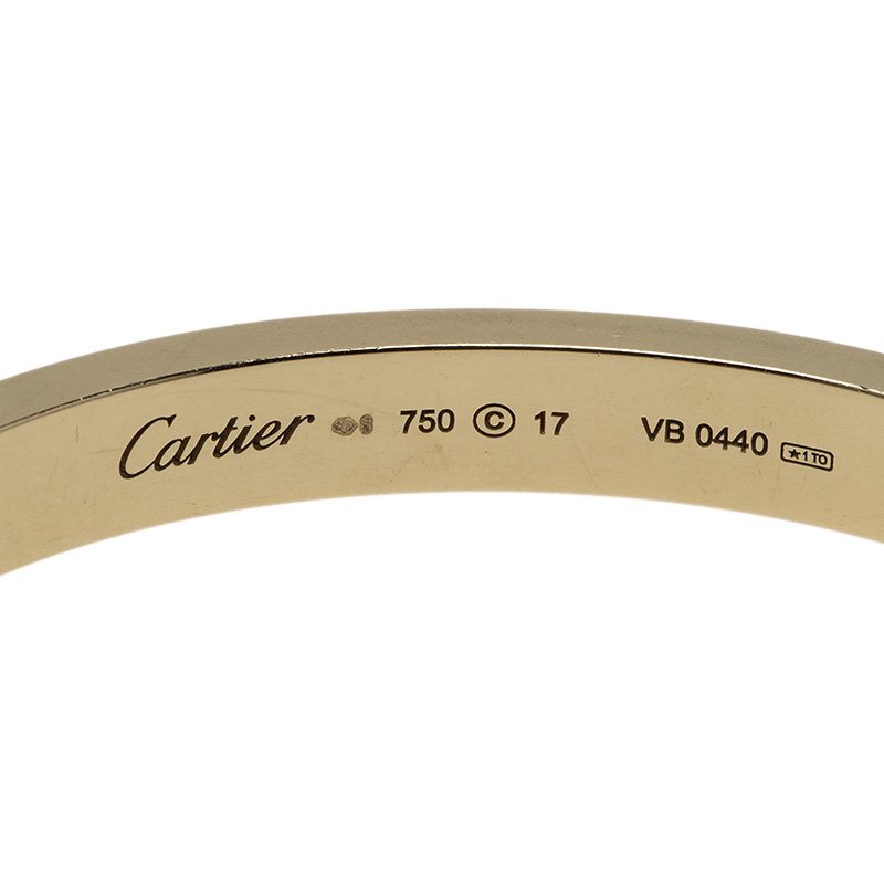 Original Cartier Love Diamond Paved Yellow Gold Bracelet Size 17