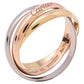 Original Cartier Trinity de Cartier 18K Three Tone Gold Rolling Ring Size 53