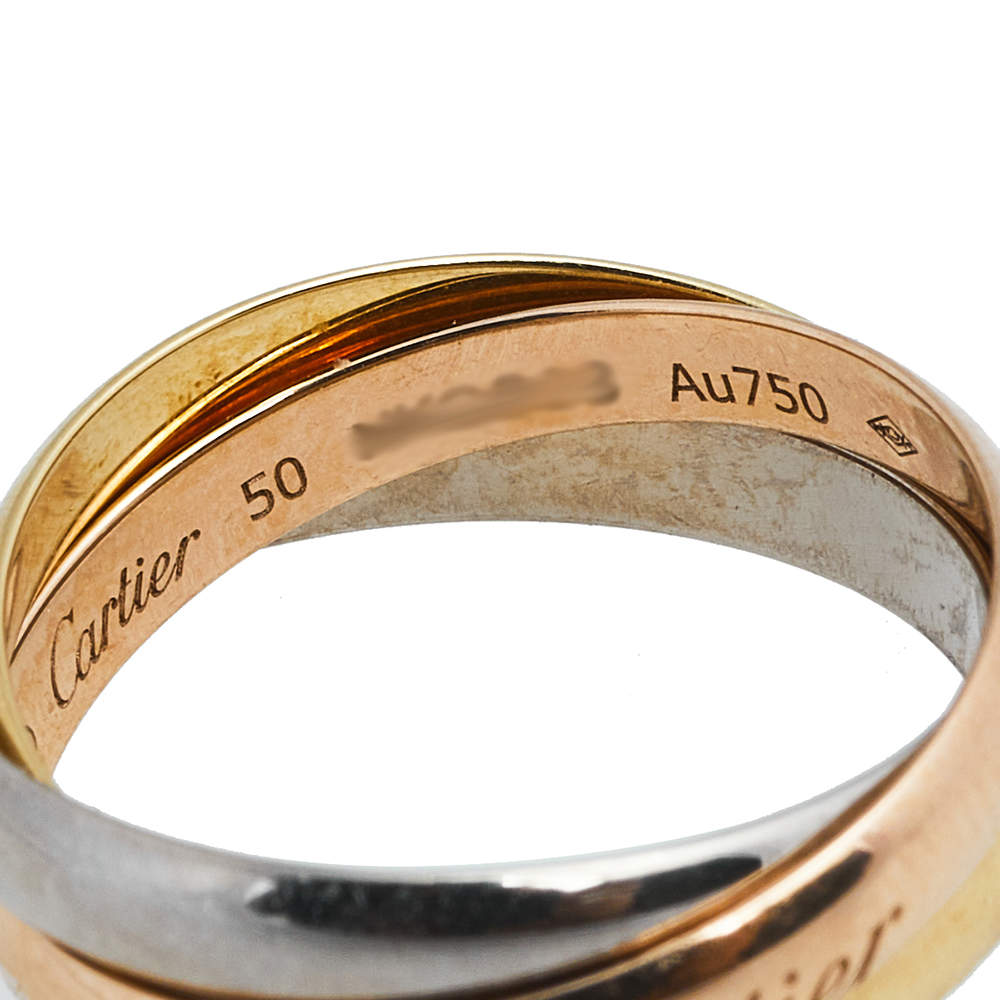 Original Cartier Trinity de Cartier 18K Three Tone Gold Rolling Ring Size 50