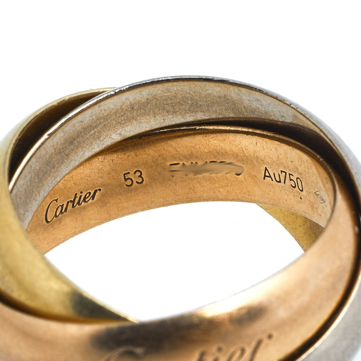 Original Cartier Trinity de Cartier 18K Three Tone Gold LM Rolling Ring Size 53