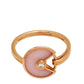 Original Cartier Amulette de Cartier Pink Opal Diamond 18K Rose Gold Ring Size 53