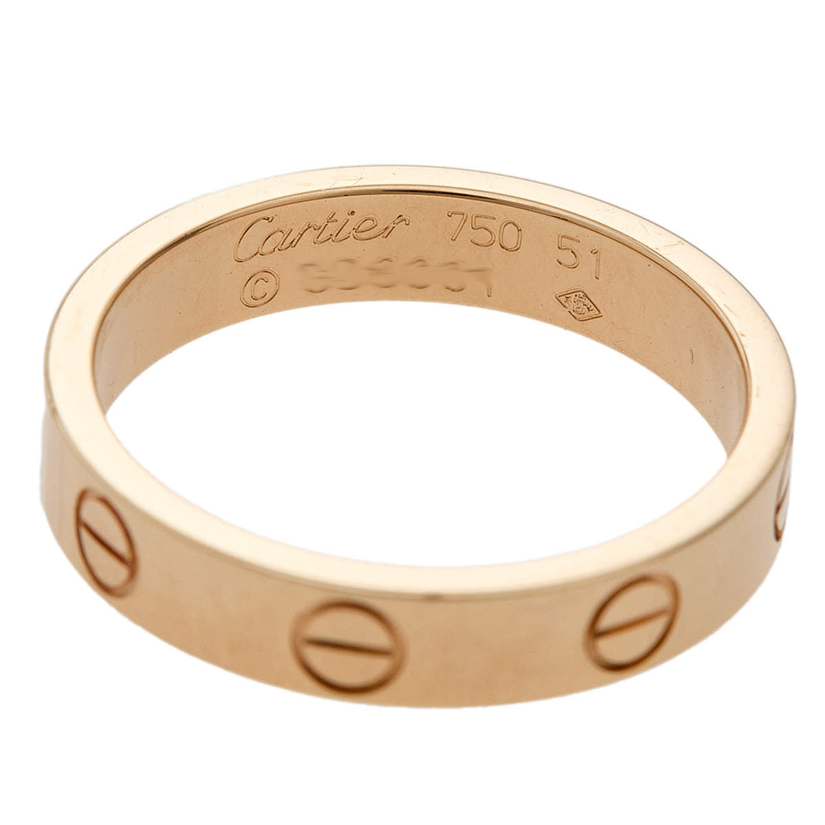 Original  Cartier Love 18K Rose Gold Narrow Wedding Band Ring Size 51