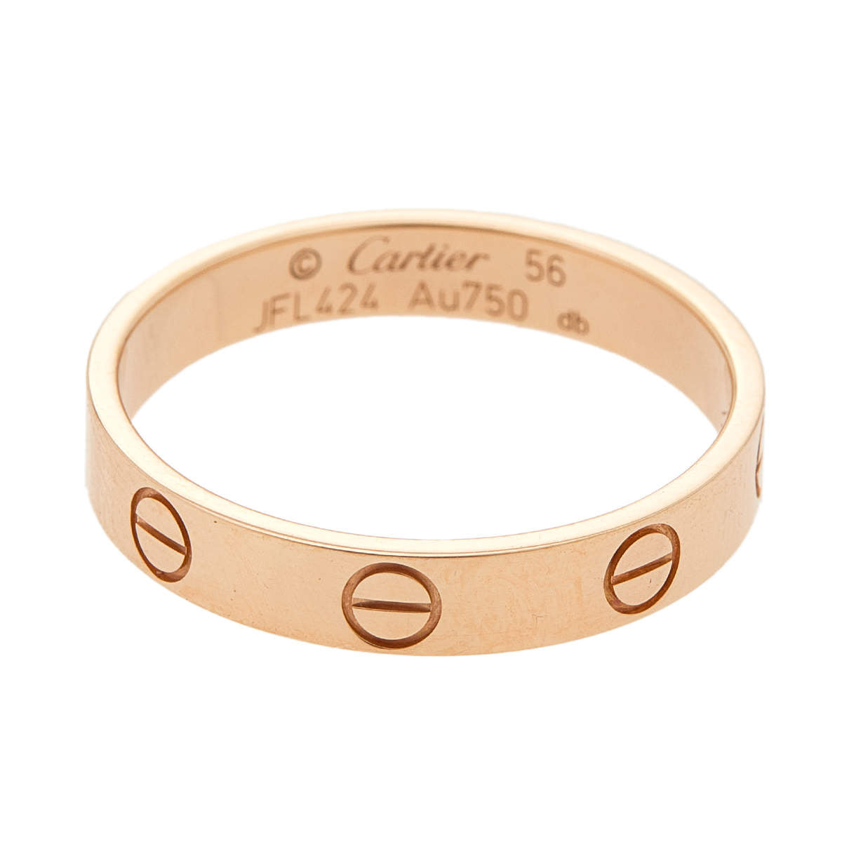 Original Cartier Love 18K Rose Gold Narrow Wedding Band Ring 56