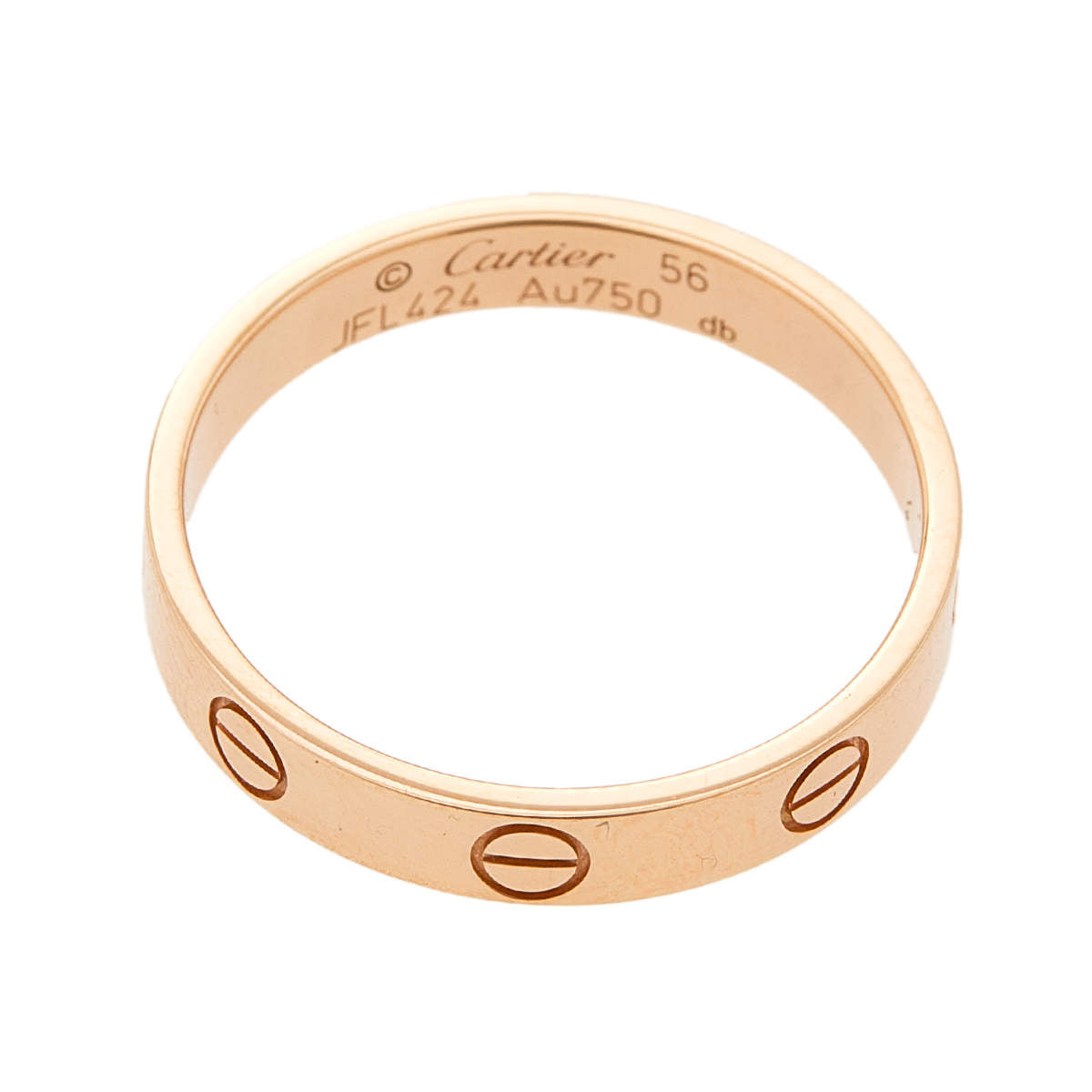 Original Cartier Love 18K Rose Gold Narrow Wedding Band Ring 56