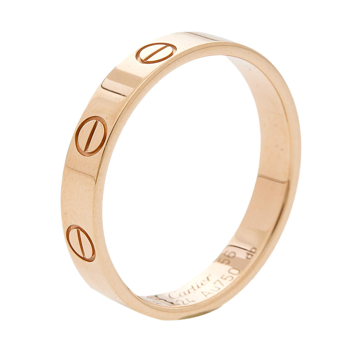 Original Cartier Love 18K Rose Gold Narrow Wedding Band Ring 56