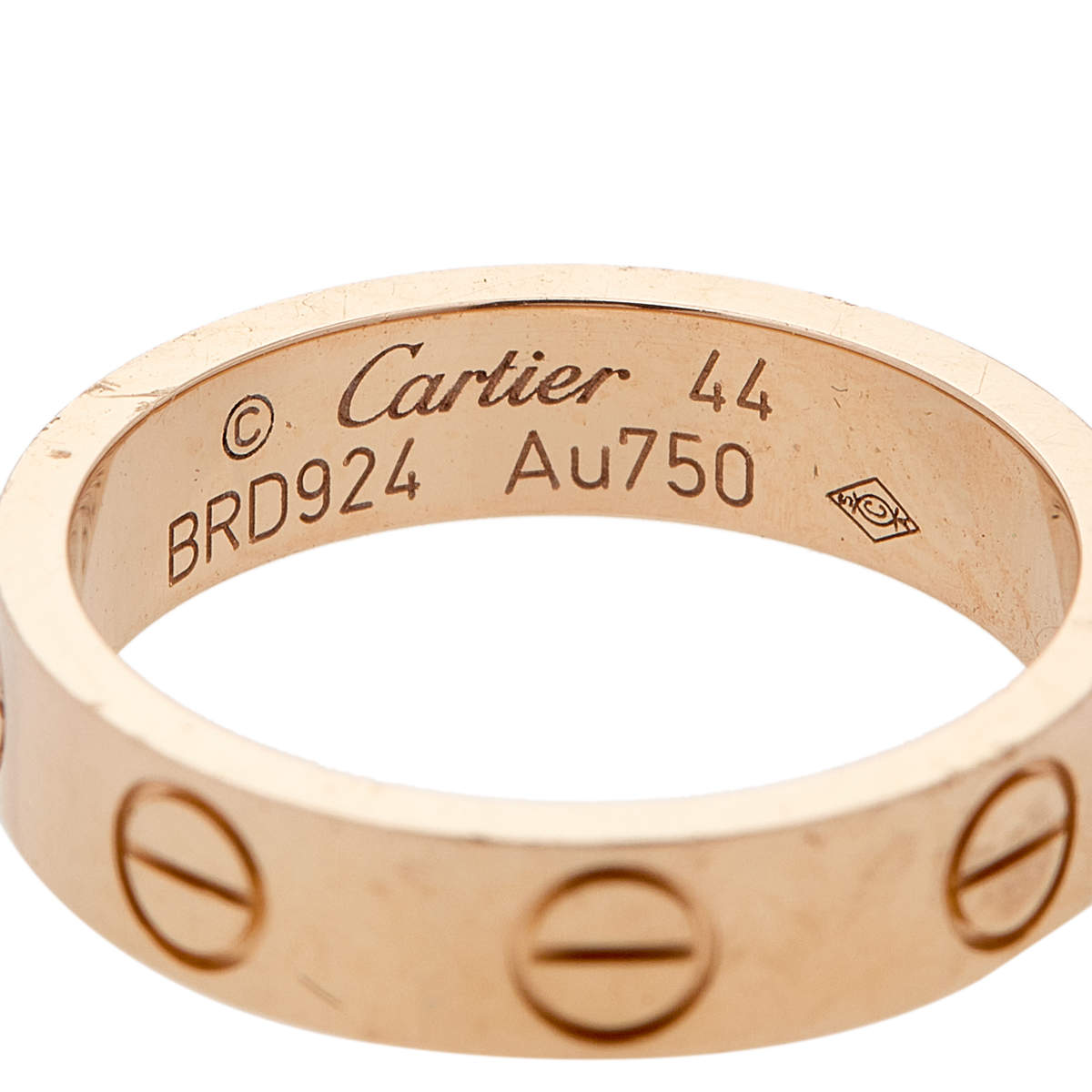 Original Cartier Love 18k Rose Gold Narrow Wedding Band Ring Size 44