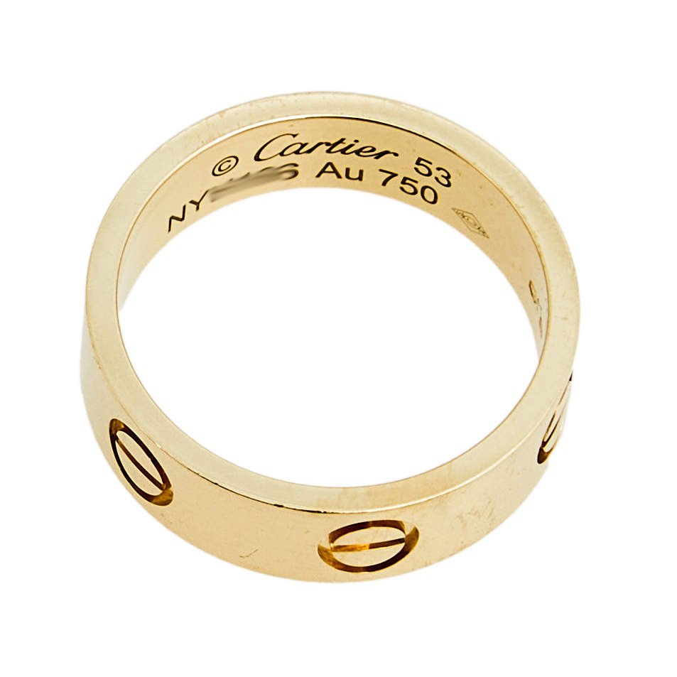 Original Cartier Love 18k Yellow Gold Band Ring Size 53