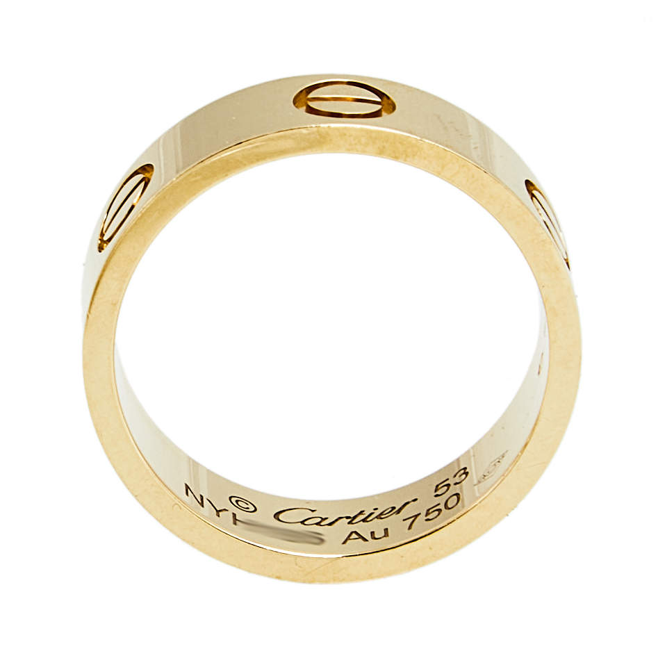 Original Cartier Love 18k Yellow Gold Band Ring Size 53