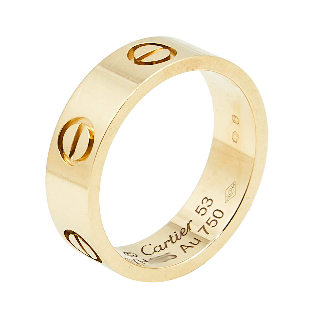 Original Cartier Love 18k Yellow Gold Band Ring Size 53