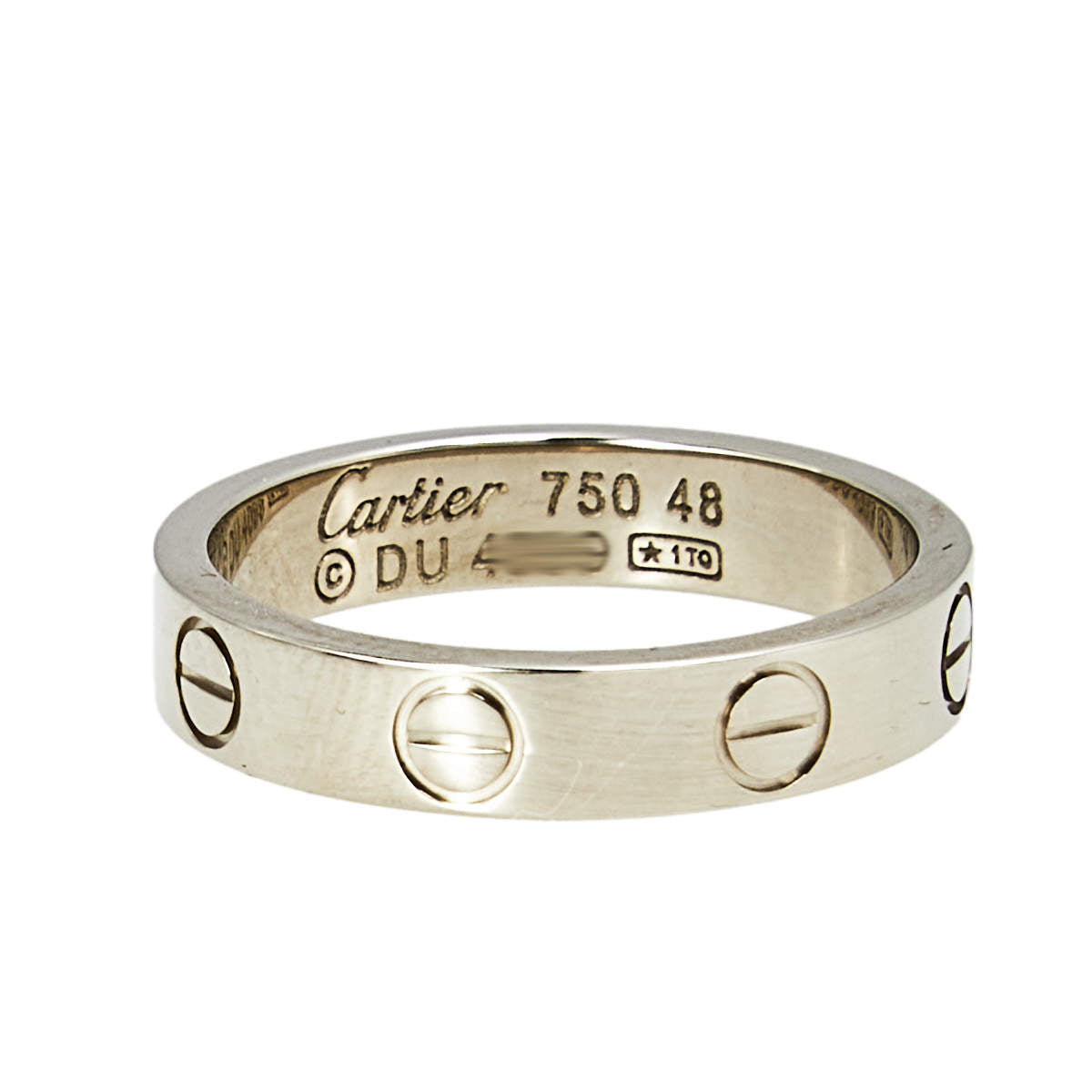 Original Cartier Love 18k White Gold Narrow Wedding Band Ring Size 48