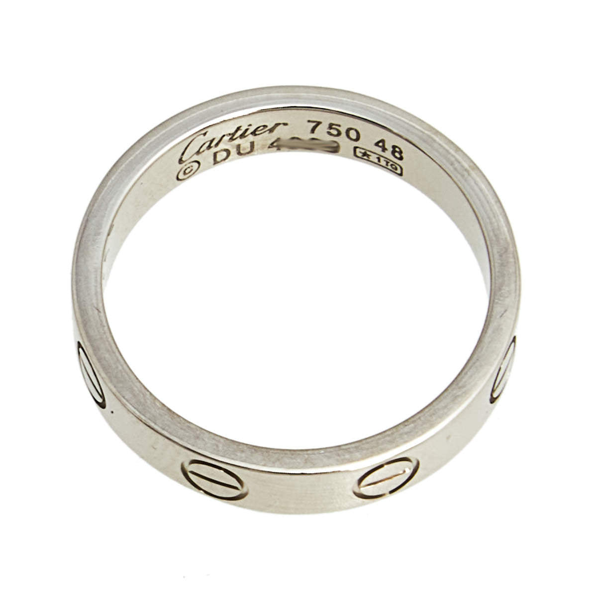 Original Cartier Love 18k White Gold Narrow Wedding Band Ring Size 48