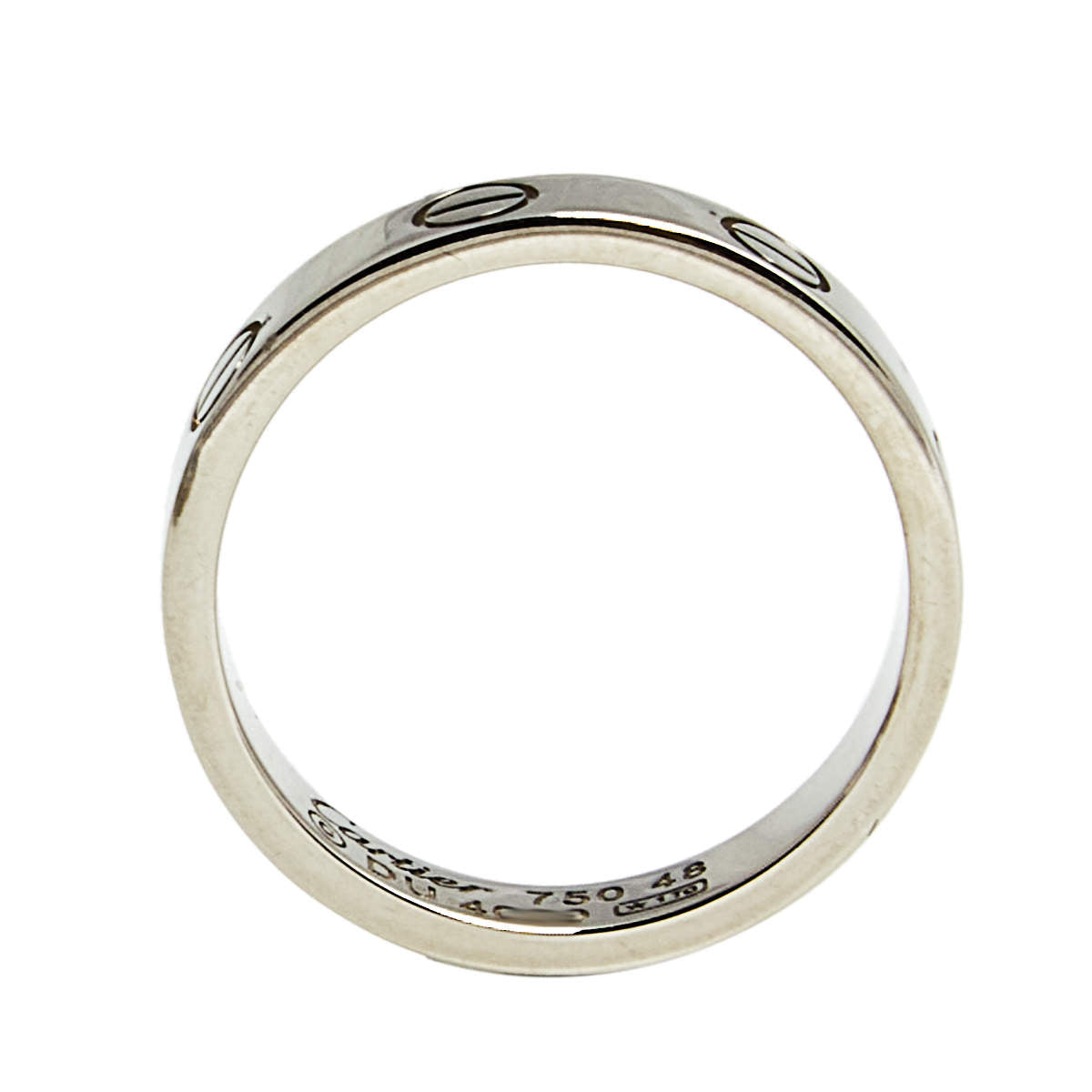 Original Cartier Love 18k White Gold Narrow Wedding Band Ring Size 48