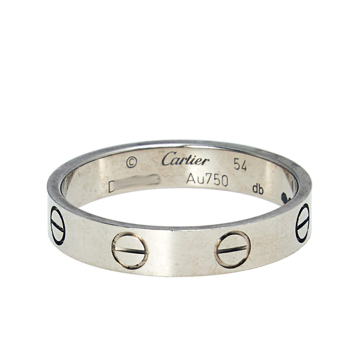 Original Cartier Love 18k White Gold Narrow Wedding Band Ring Size 54