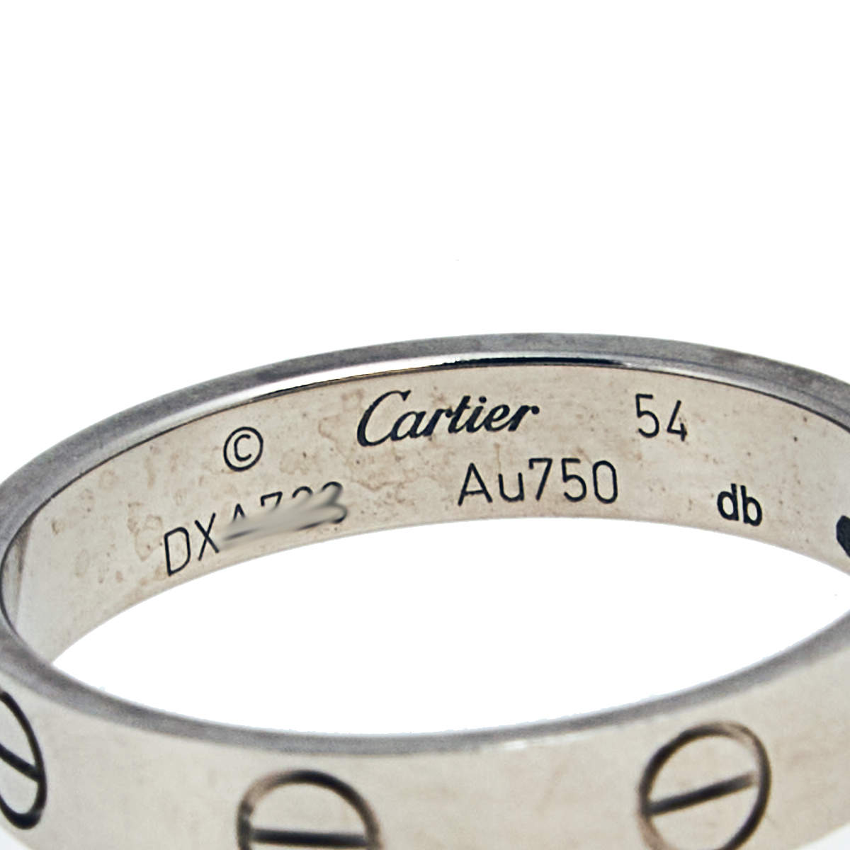 Original Cartier Love 18k White Gold Narrow Wedding Band Ring Size 54