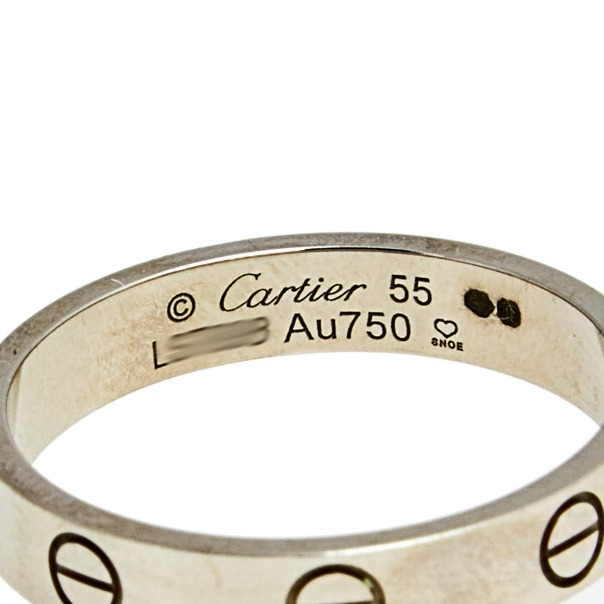 Original Cartier Love 18k White Gold Narrow Wedding Band Ring Size 55