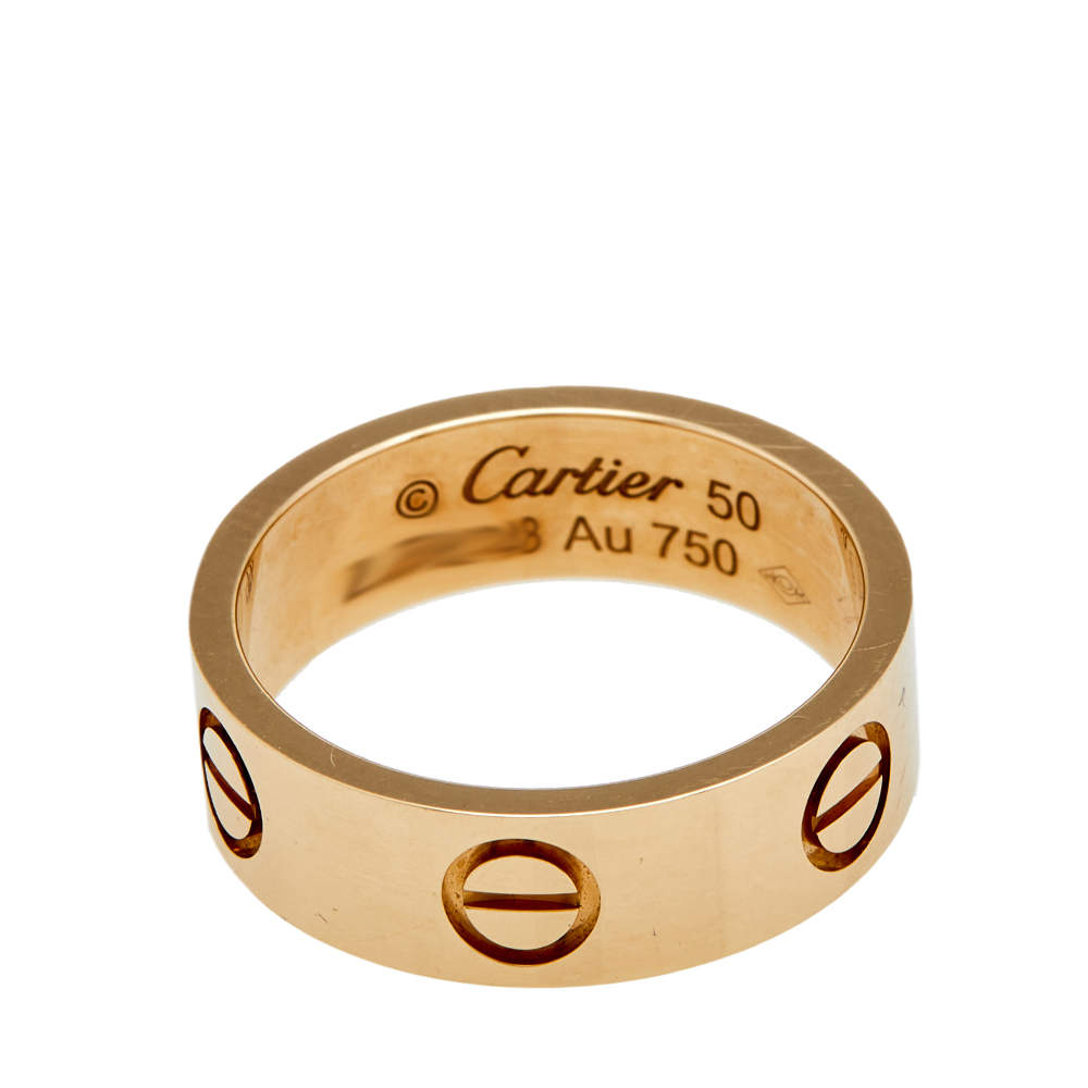 Original Cartier Love 18k Yellow Gold Band Ring Size 50