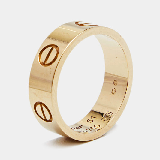 Original Cartier Love 18k Yellow Gold Band Ring Size 51