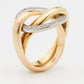 Original Cartier Trinity Crash Diamond 18k Three Tone Gold Ring Size 51