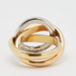 Original Cartier Trinity Crash Diamond 18k Three Tone Gold Ring Size 51