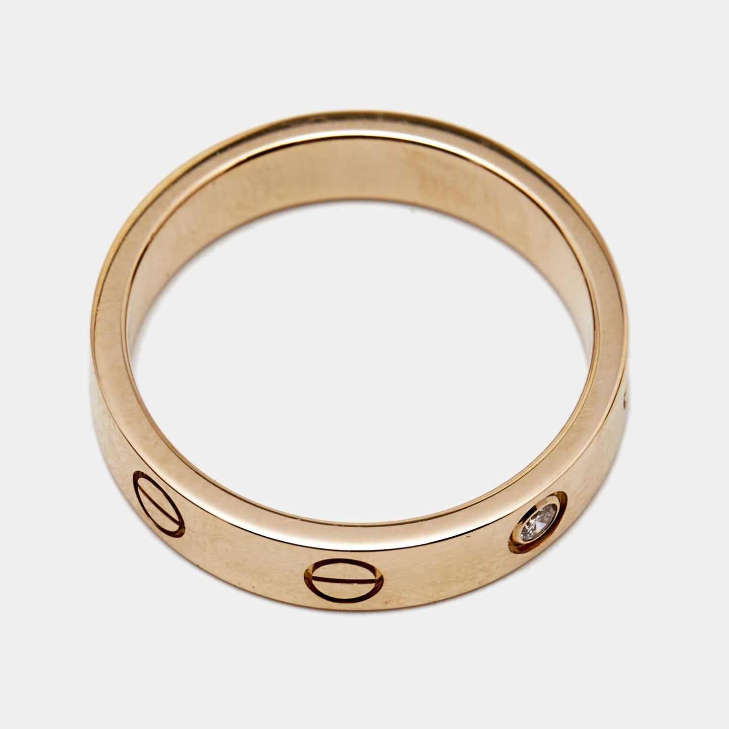 Original Cartier Love Diamond 18k Rose Gold Band Ring Size 52