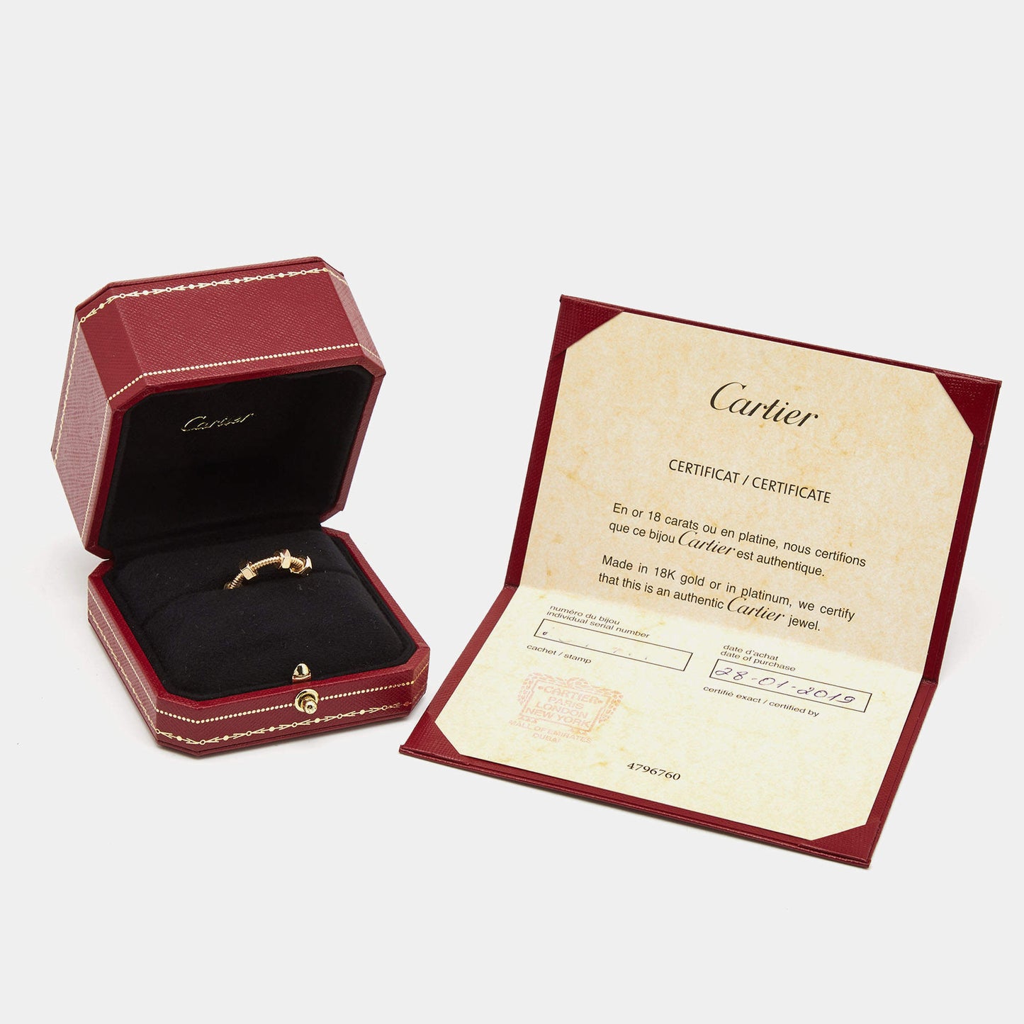 Original Cartier Ecrou De Cartier 18k Rose Gold Ring Size 50